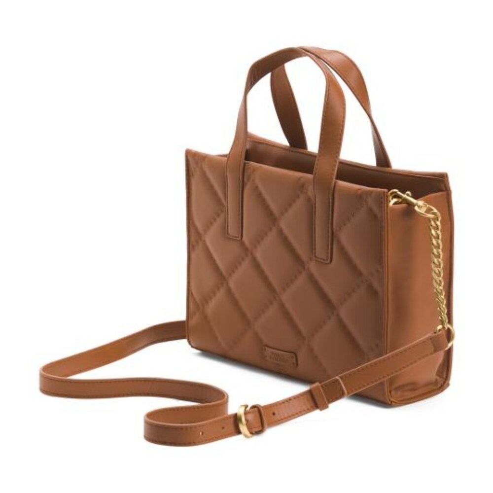 VINCE CAMUTO Leather Barry Quilted Tote With Card Case - Picture 4 of 5